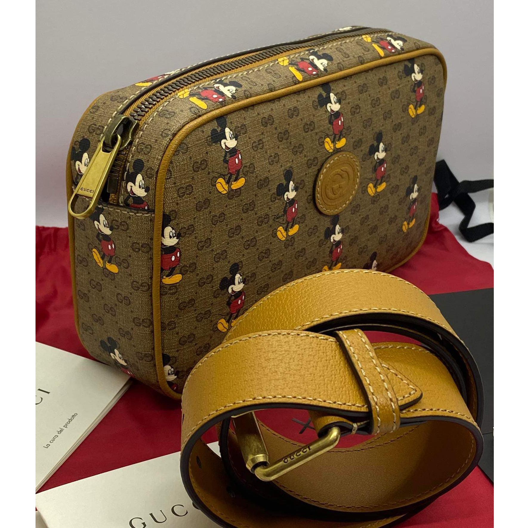 Gucci X Mickey Canvas And Leather Belt Bag