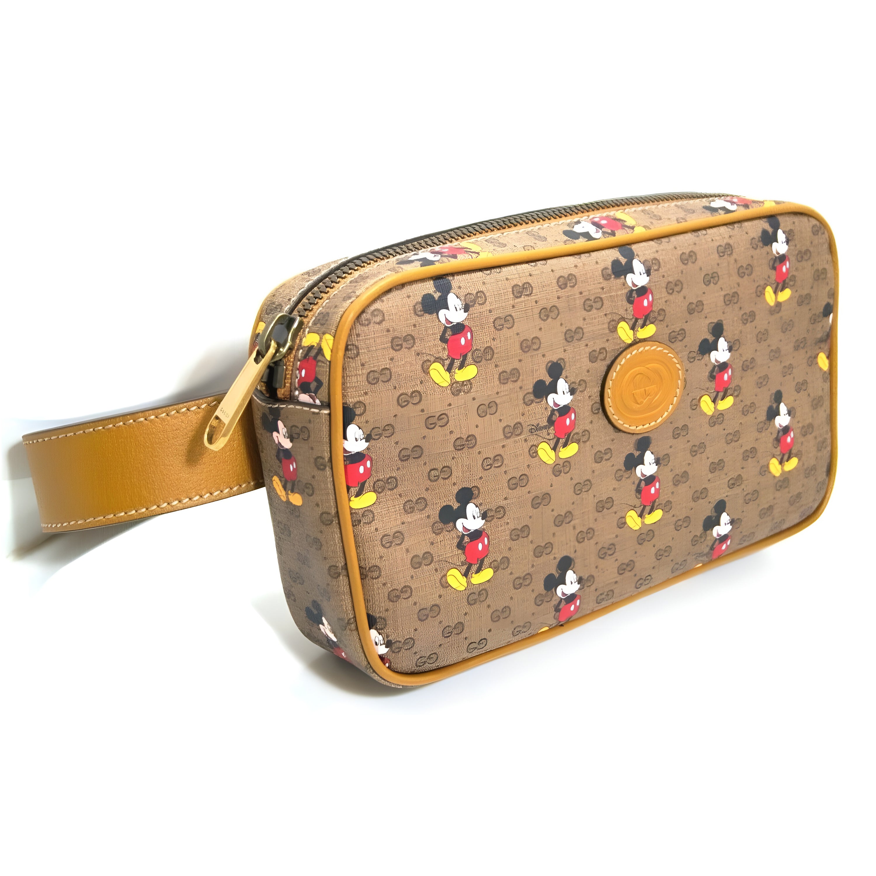 Gucci X Mickey Canvas And Leather Belt Bag